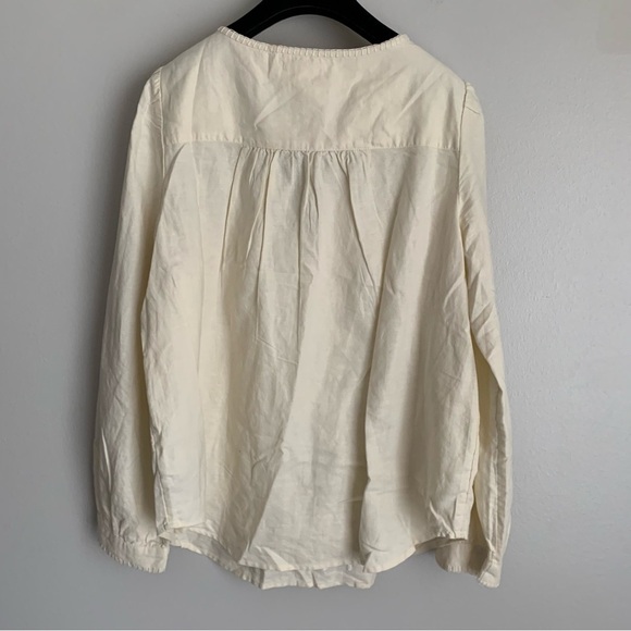 Gap Embroidered Tie-Front long sleeve Top linen cotton blend size large - Picture 3 of 8